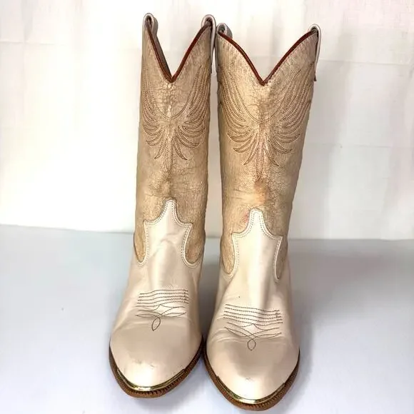 Vintage Dingo Cowboy Boot Size 6.5 Western Cowgirl Neutral Festival Boho Country - Picture 4 of 13